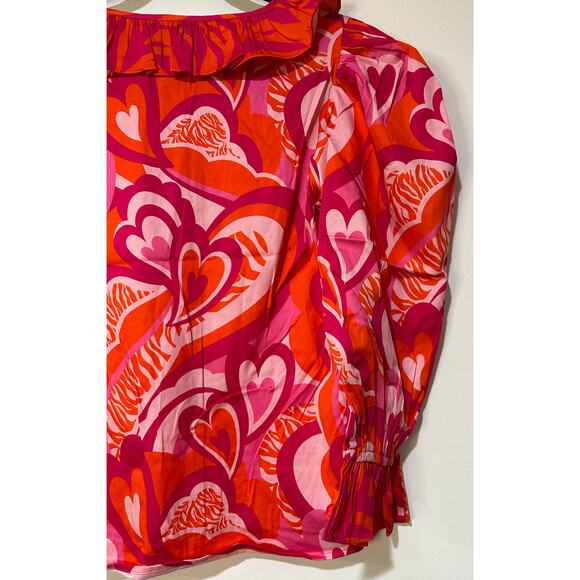 Alden Adair Jean Top Lovers Lane Size Medium NWT Red Pink Romantic Blouse - Picture 12 of 14